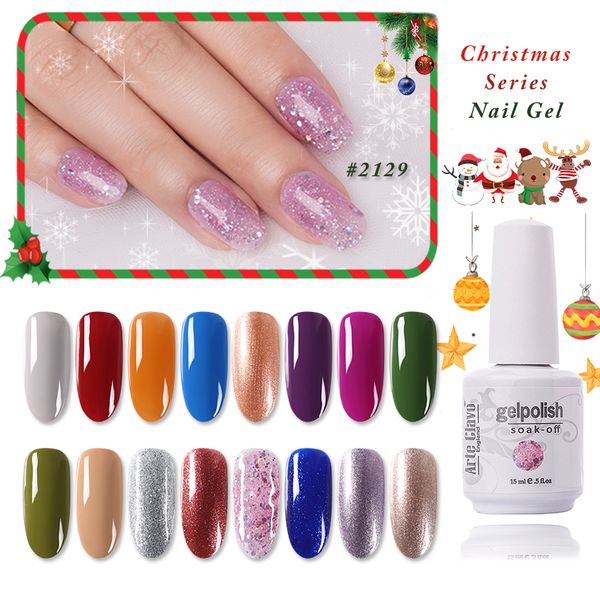 

arte clavo christmas series uv gel nail polish 15ml soak off gellack nail art manicure lacquer varnish 131 colors for choose, Red;pink
