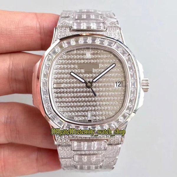 

dm version super luxury watches diamonds case strap 5719/10g-010 white fully paved with diamonds dial cal.324 sc automatic mens watch, Slivery;brown