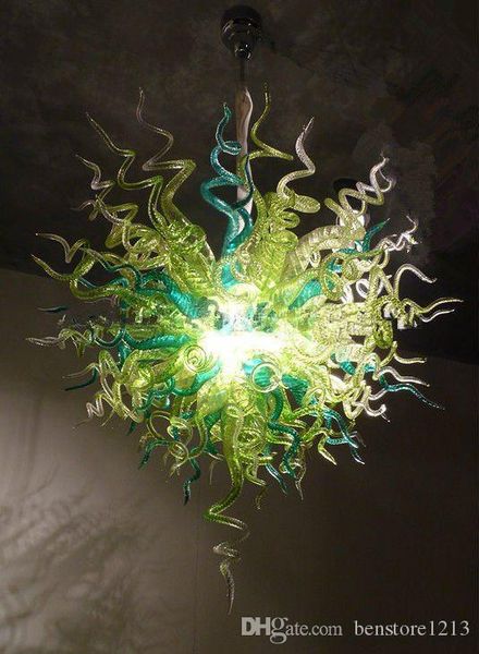 

new arrival led pendant light modern design green suspension light fixture dining room blown glass chandelier lamp