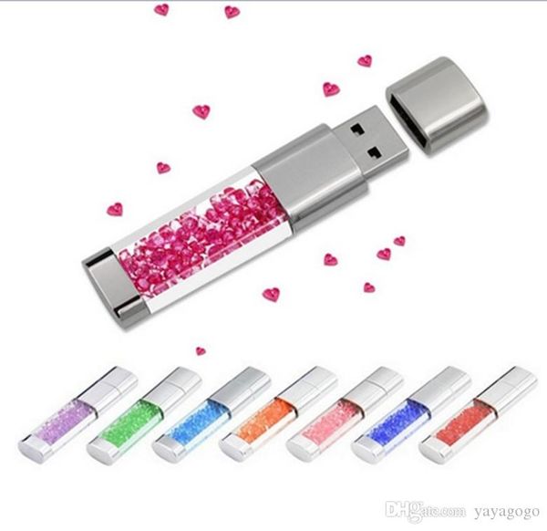 

wholesale 32gb 16gb 64gb/128gb diamond usb crystal series flash drive waterproof shining u disk(8 color) u72