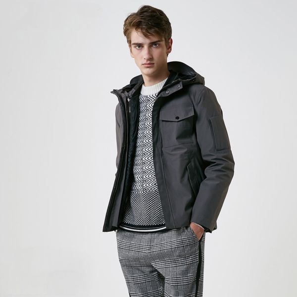 

men's winter down jacket new male duck down waterproof two-piece brief paragraph coat warm down clothes, Black