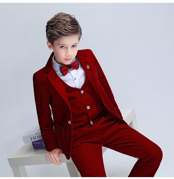 

handsome one button notch lapel kid complete designer handsome boy wedding suit boys attire custommade jacketpantstievest a1, Black