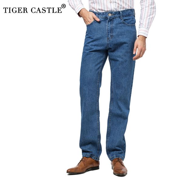 

100% cotton mens casual jeans pants spring autumn male long blue straight denim overalls casual reagular fit jeans