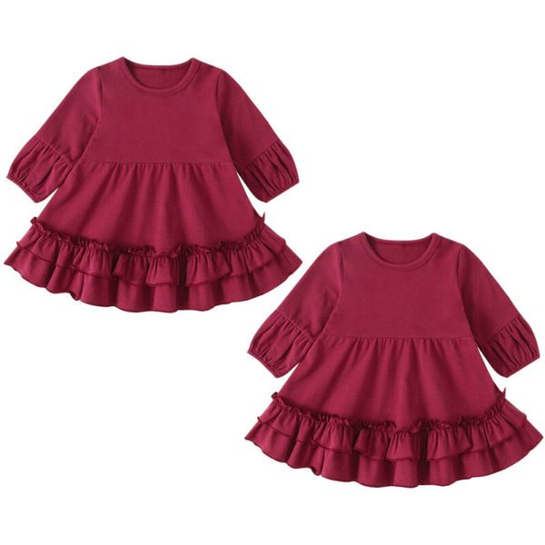 

princess baby girls long sleeve dress ruffle party dress outfits birthday clothes for girls sundress fall princess costume, Red;yellow
