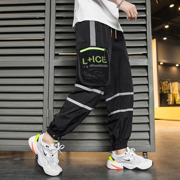 

2020 новый streetwear joggers мужчины хлопок повседневный брюки мужчины hip hop harajuku брюки с большими карманами abz652, Black