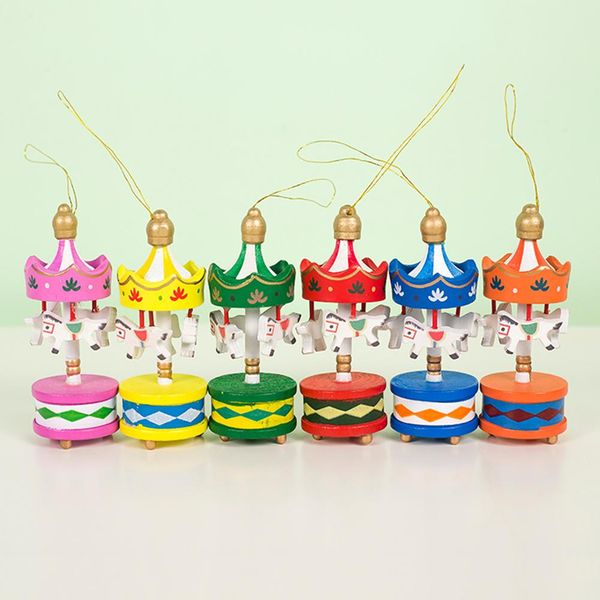 

6pcs/set new christmas decoration carousel decoration christmas tree wooden pendant 2019 new arrivals
