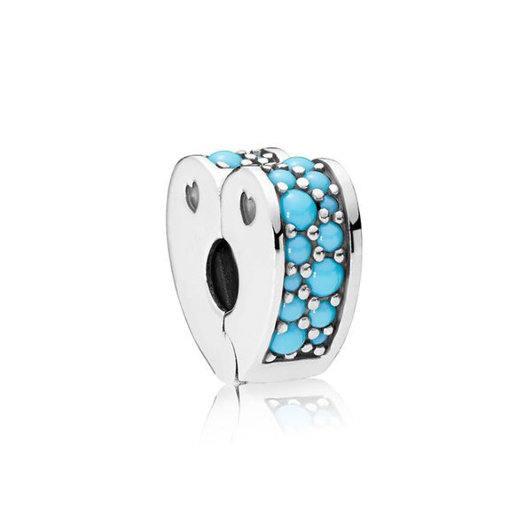 

новый 100% стерлингового серебра 925 аутентичные 797227nya-1 циановый синий аркс любви клип оригинальные женщины подарок ювелирных изделий, Black