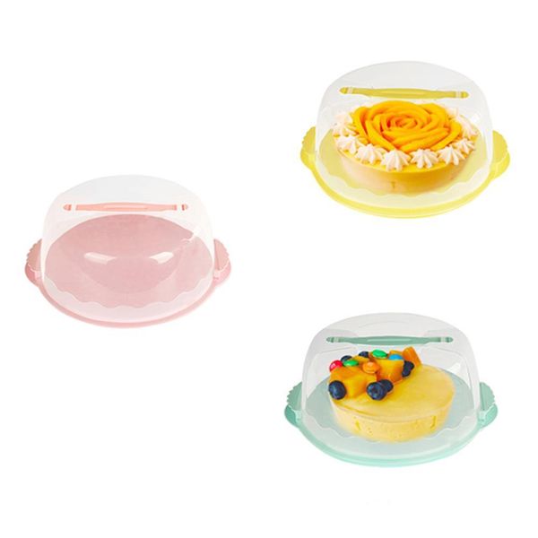 

2019 new useful portable plastic round cake box with lid 10 inch transparent cake box
