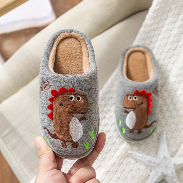

toddler autumn and winter sneakers infant kids warm cartoon home shoes boys girls plush soft-soled slippers 1year 2019, Black;grey
