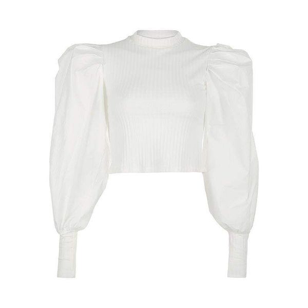 

knitted for women winter autunm puff sleeve sweater special design pullover fashion brand designer gr, White;black