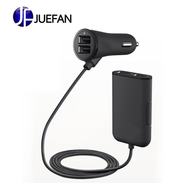 

4 in 1 4 usb port hub seat back car charger 5v 7.2a fast charger with 1.8 meters