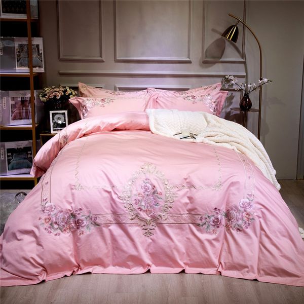 60segyptian Cotton Embroidered Luxury Royal Bedding Set King Queen