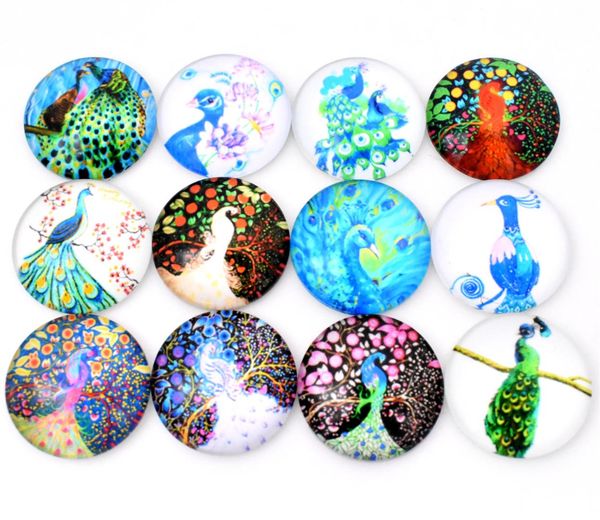 

10pcs/lot 25mm mixed handmade p glass cabochons (peacock series, Blue;slivery
