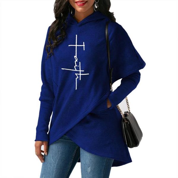 

split hoodies for women faith letters print hoodies women kawaii sweatshirt femmes pattern pockets clothings cute plus size, Black