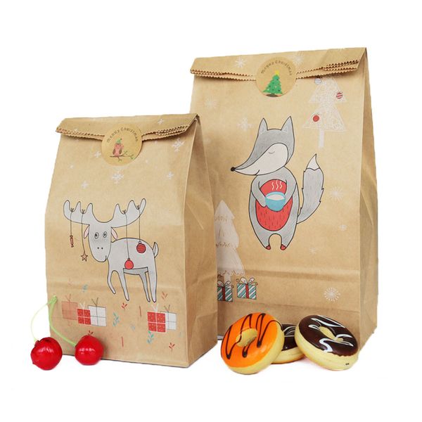 

christmas decorative bag packaging bag snack durable economic nut dessert gift kraft paper 12pcs bread gift