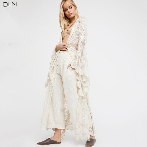 

oln woman summer holiday style outside the chiffon cardigan long section female, Tan;black