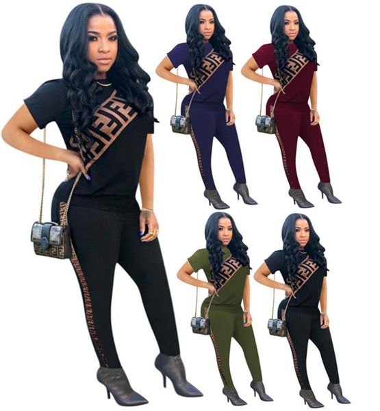 

women plus size designer brand 2 piece set summer clothing gym t-shirt pants sportswear sweatsuit pullover leggings outfit tracksuit 1301, Gray