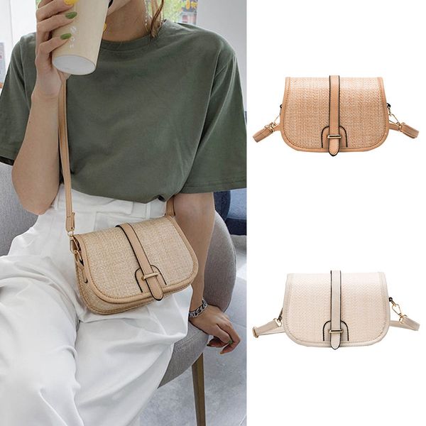 

women bag simple woven straw shoulder bag semi-circle saddle bandbag 2019 vintage classic messenger new 916