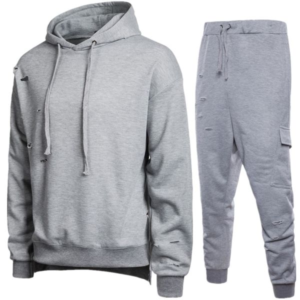 

man sport suits loose style pure color casual drawstring easy wearing comfortable soft material s-2xl men clothes hoodies, Gray