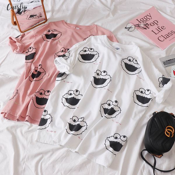 

korean kawaii pink white t shirt women short sleeve o neck polyester t shirts summer new casual tee shirt homme harajuku