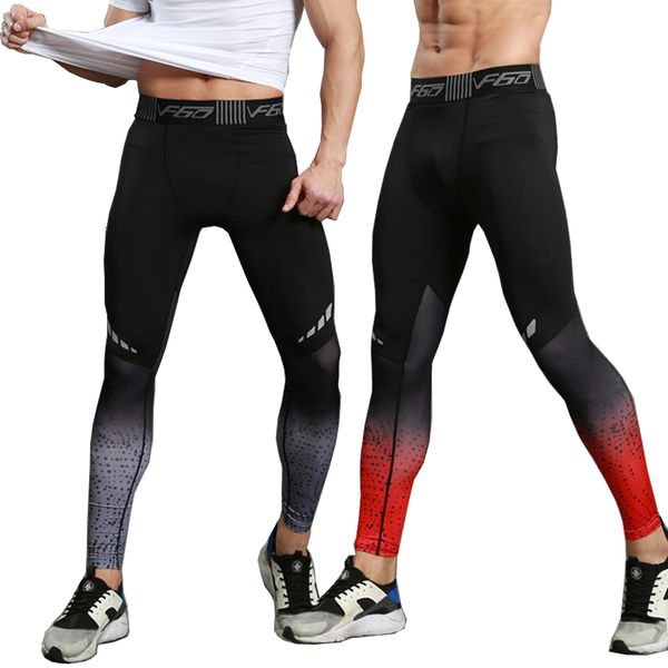 

fitness men's running tights print bodybuilding sport leggings recreational sportswear plus size elastic pants, Black;blue