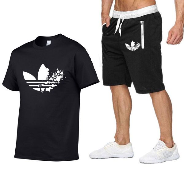 

Summer new ale men 039 et t hirt hort two piece et ca ual track uit adi tide brand t hirt gym fitne port wear et