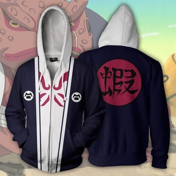 

zipper shirt 3d printing cospaly comic naruto even cap motion sweater t shirts, Black