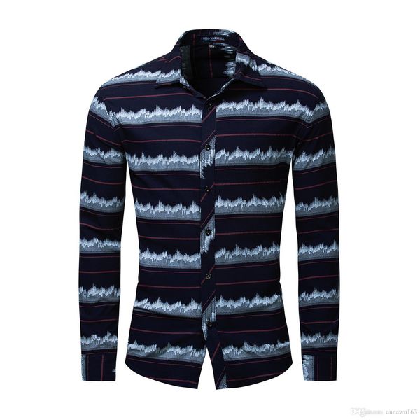 

новый большой размер чистого хлопка с длинными рукавами полосатые мужские рубашки, White;black