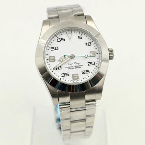 

3a white mens mechanical stainless steel 2813 automatic movement air king watch sports self-wind watches fashion wristwatch, Slivery;brown