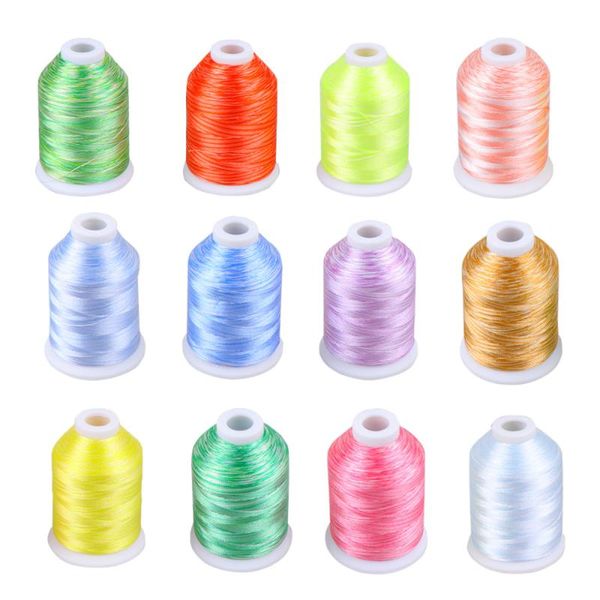 

12 rolls 12 colors computer embroidery threads multi-function threads kit cross stitch durable weaving (2 strand, Black;white
