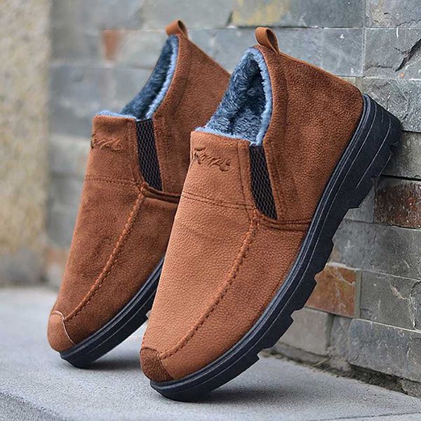 

2020 new fashion winter men's casual shoes outdoor with fur snow shoes non-slip warm cotton male velvet zapatos de hombre, Black