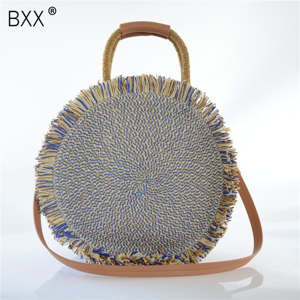 

bxx] 2020 fashion tassel handbag straw bag women beach woven bag round tote shoulder crossbody travel bags he406