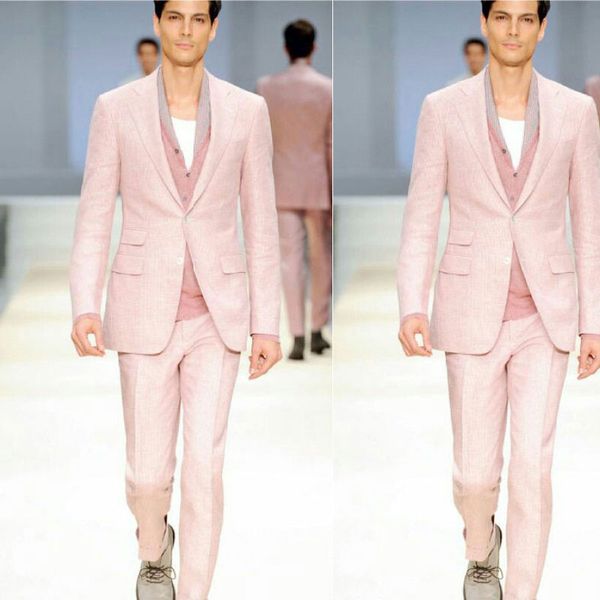 

summer pink groom tuxedos men suits for beach wedding suits man jacket latest design groomsmen wear costume homme 2piece trajes de hombre, Black;gray