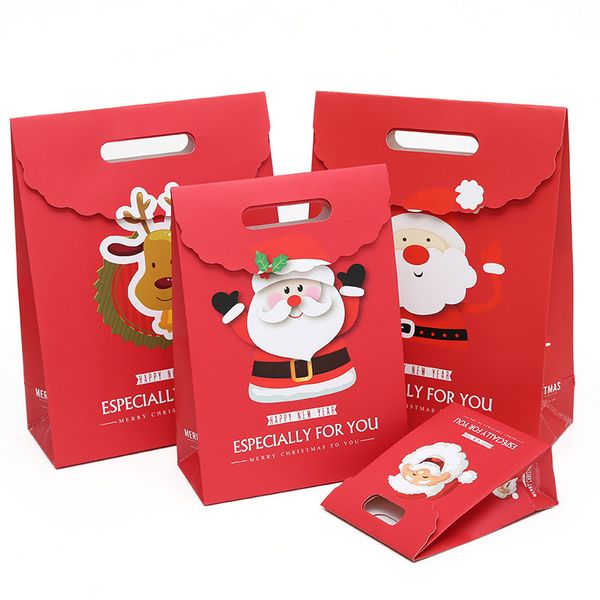 Weihnachtspapier-Einkaufstasche Weihnachtsgeschenk Paket-Beutel Weihnachtsmann Deer Printed Weihnachtsgeschenk-Verpackungs-Beutel