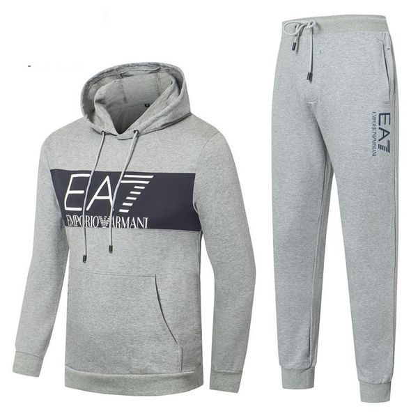

fashion men's wear hoodie sports suit spring and winter casual sportswear street men's sweatpants youth film print, Gray