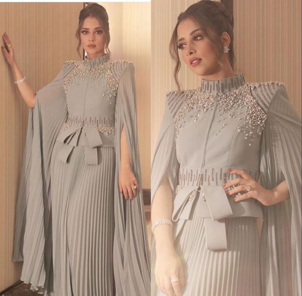 

Elegant Evening Formal Dresses 2019 Beaded Prom Dress Long Sleeve Evening Gowns Evening Wear Kaftan robe de soiree Abendkleider