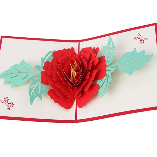 

3d up cards beautiful peony flowers new year series wedding mother's day invitation greeting cards anniversary souvenirs