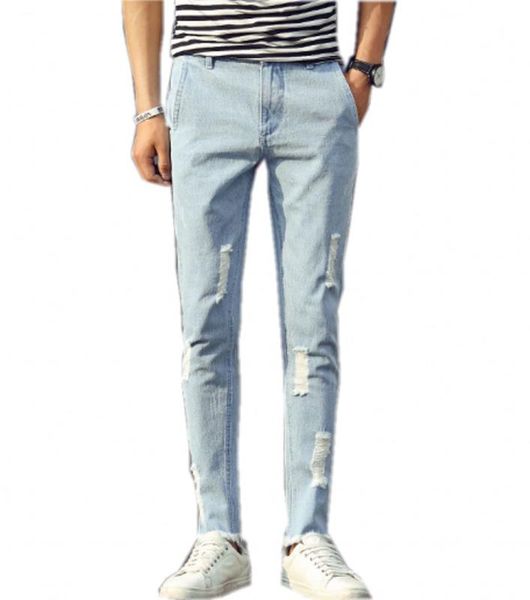 

men's jeans wear > the summer 2021 man ripped fashion nine points of, Blue