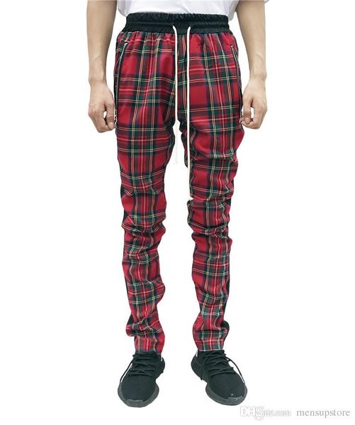 

mens scottland designer jogger pants spring fall autumn trousers plaids skateboard pants, Black