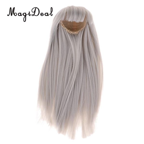 BJD DIY Doll Wig Light Gray Hair 7-8" 17-20cm for 1/4 DOD SD Dollfie Making