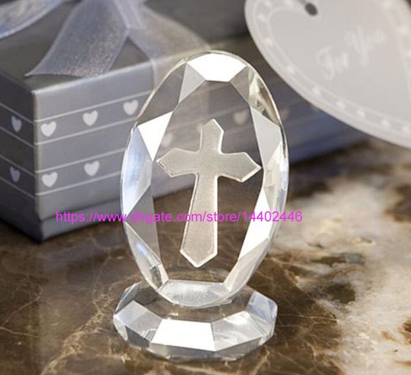 200pcs Cristal Cross Stand Stand Baby Batening Favor Presente Bbaby Chuveiro Primeira Comunhão Favores da Festa de Casamento e Presentes