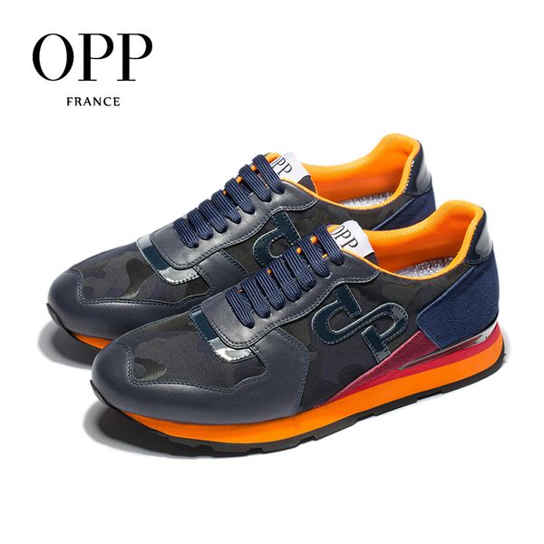 

opp men's shoes large size street shoes fashion men's camouflage lace-up casual comfortable genuine leather sneaker, Black