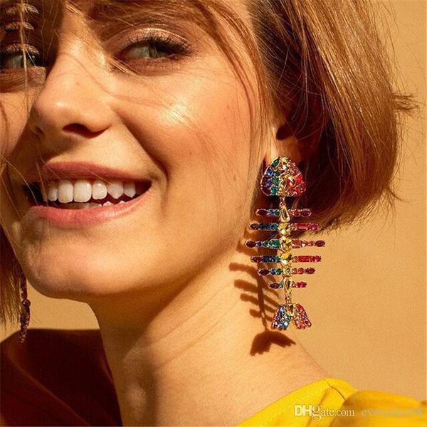 

new bohemian luxury crystal drop earrings for wedding brand design bird fish crab tassel earrings for women party jewelry gifts, Silver