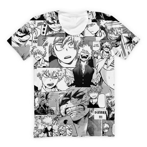 

black white anime t shirt couple streetwear bakugou katsuki college cool funny summer tees hip hop t-shirts plus size, White;black
