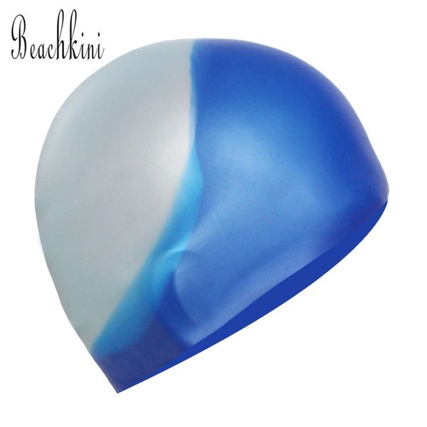 

2017 new women long hair swim cap men waterproof ear protect swimming caps seaside sports printing bathing hat