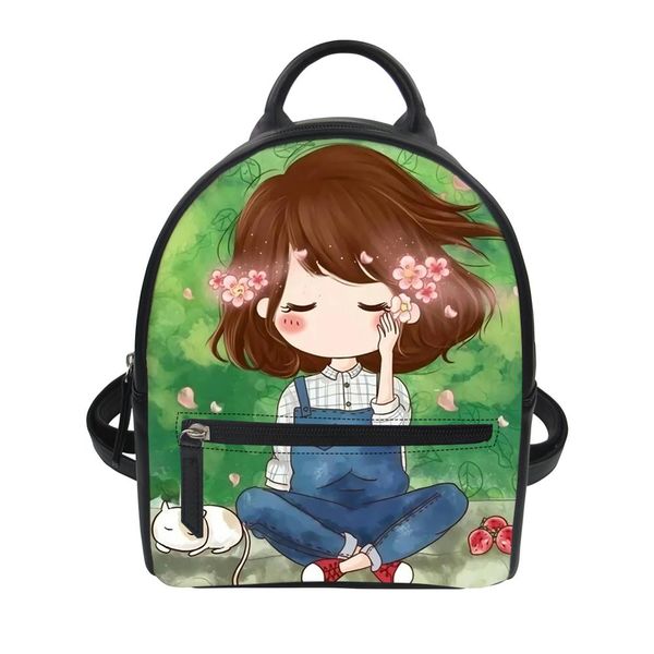 

little cute girl pu leather backpack women mini designer travel backpack girl vintage chinese style waterproof school bag 2019