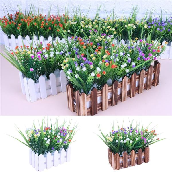 

new home artificial plant fashion creative fake flower fake plant with fence for office kitchen