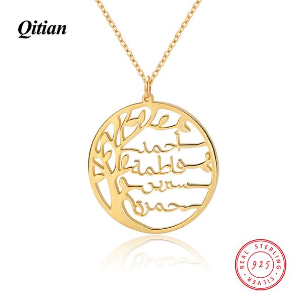 

statement family tree necklace for women customized arbic name gold color 925 silver personalized jewelry christmas gift