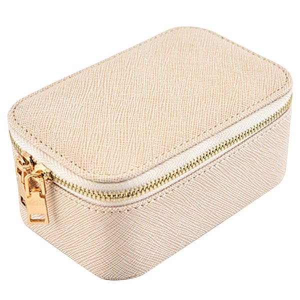 

jewelry box travel cosmetic jewelry organizer makeup lipstick storage box beige yellow