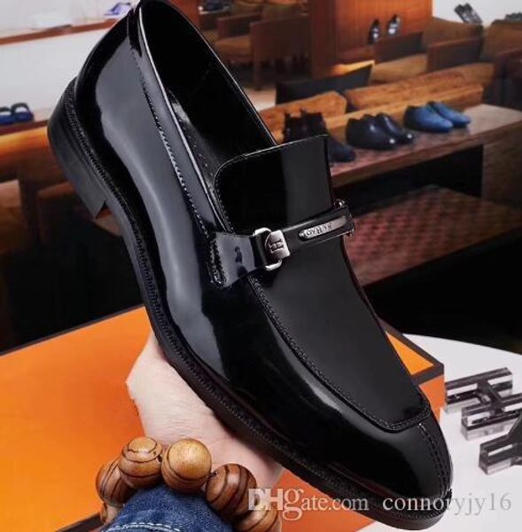 

luxury paris h designer dress shoes black leather casual loafers gentleman slip on wedding party oxford shoes with box 38-44